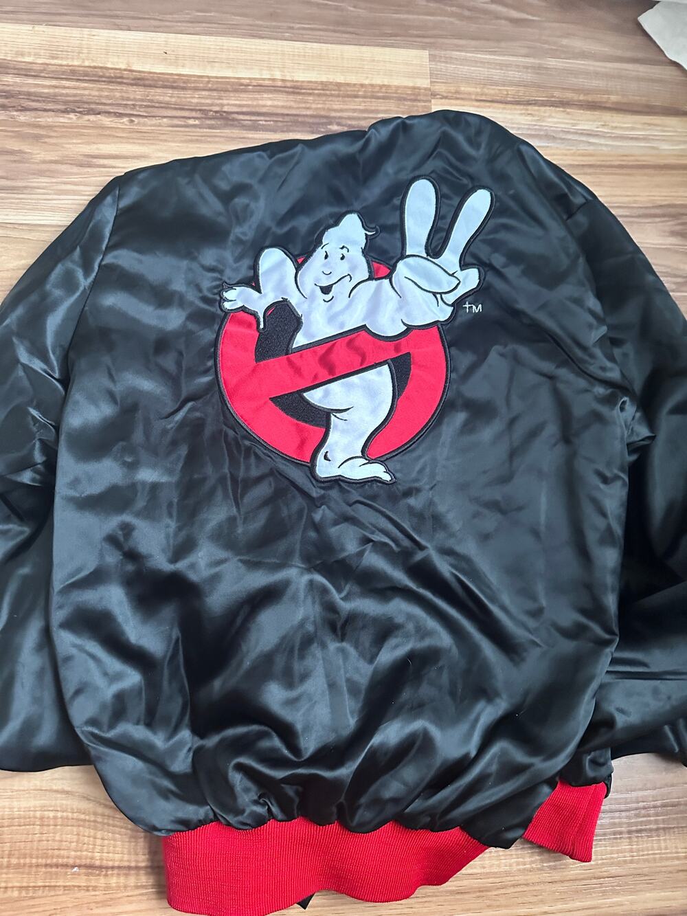 1980s Vintage Ghostbusters Satin Black Button Down Jacket